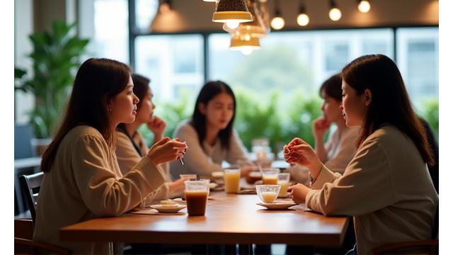 직장인들이 편안한 분위기에서 커피를 즐기며 휴식하는 모습